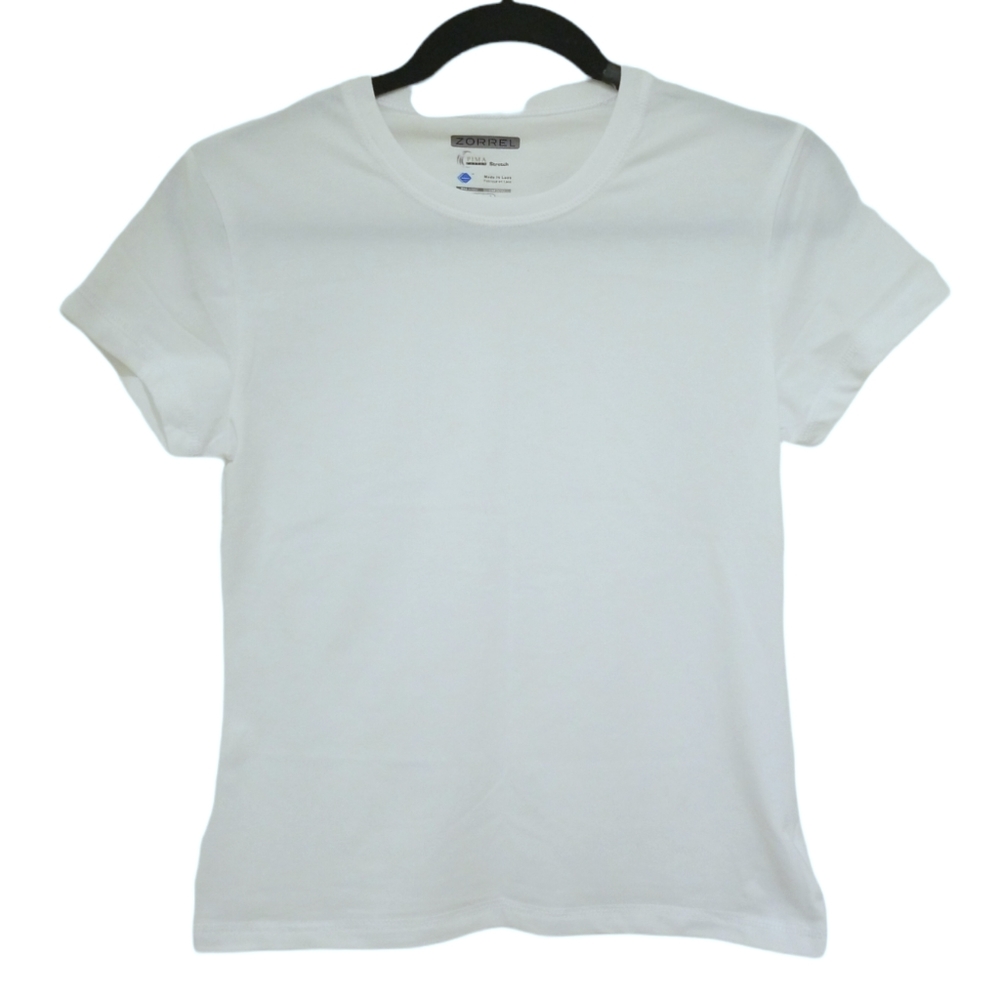 Zorrel lycra pima cotton stretch Tee tops white size S